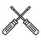 Crossed screwdrivers icon, outline style