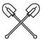 Crossed shovel icon, outline style