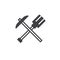 Crossed shovel and pickaxe icon vector
