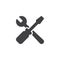 Crossed spanner and screwdriver vector icon