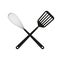 Crossed Spatula with Whisk. Kitchen tools and Cooking utensils icon. Vector illustration.