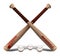 Crossed sports wooden baseball bats with balls. American national sport. Active lifestyle. Realistic vector