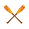Crossed striped oars icon, flat style