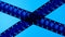 Crossed stripes of photographic film on blue background close up. Negatives of photographic film showing animals, cows