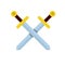 Crossed sword. Medieval knight weapon. Soldier item