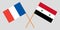 Crossed Syrian Arab Republic and France flags. Official colors. Correct proportion. Vector