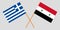 Crossed Syrian Arab Republic and Greece flags. Official colors. Correct proportion. Vector