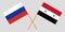 Crossed Syrian Arab Republic and Russia flags. Official colors. Correct proportion. Vector