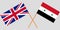 Crossed Syrian Arab Republic and UK flags. Official colors. Correct proportion. Vector