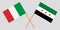 Crossed Syrian National Coalition and Italy flags. Official colors. Correct proportion. Vector