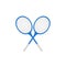 Crossed tennis rackets in retro design