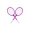 Crossed tennis rackets in retro design