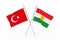 Crossed Turkey and Kurdistan Flags. 3d Rendering
