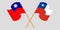 Crossed and waving flags of Chile and Taiwan