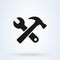 Crossed wrench and hammer. Simple vector modern icon design illustration