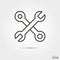 Crossed wrenches line icon vector