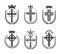 Crosses of Christianity Religion emblems set.