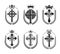Crosses of Christianity Religion emblems set. Heraldic Coat of Arms decorative logos isolated vector .