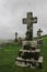 Crosses on Headstones in Cemetery in Ireland