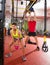 Crossfit fitness Kettlebells swing exercise workout at gym