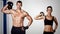 Crossfit kettlebell fitness training man and woman