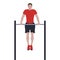 CrossFit workout training for open games championship. Sport man training Olympic athletic pull up muscle up exercise in the gym f