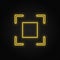 Crosshair, focus yellow neon icon .Transparent background. Yellow neon vector icon