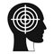 Crosshair in human head icon, simple style