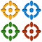 Crosshair / target mark / reticle icons in 4 color