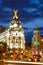 The Crossing Calle de Alcala and Gran Via in night