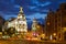 Crossing Calle de Alcala and Gran Via in night. Madrid