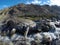 Crossing a glacier stream in the Alps