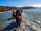 Crossing on the horseback over the Big River Ranch in Kalbarri