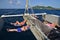 Crossing between Martinique and the island of Saint Lucia on a catamaran