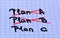 Crossing out plan A and plan B, written plan C on notebook