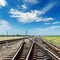 Crossing of railroads and blue sky