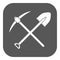 The crossing spade pickax icon. Pickax and excavation, digging, mining symbol. Flat