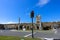 Crossing streets with traffic light at fortress in Cadiz, Andalusia