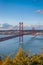 Crossing The Tagus River. Amazing Image of Lisbon Cityscape Along with 25th April Bridge Ponte 25 de Abril. Taken from Almada