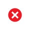 Crossmark red circle icon button