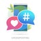 Crossposting vector icon - posting the same message to multiple social media. SMM marketing with customer attraction campaign.