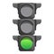 Crossroad semaphore green light icon, cartoon style