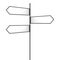 Crossroad signpost with three multidirectional white blank arrows. Vector mockup