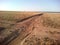 Crossroad in the steppe and blue sky