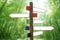 Crossroad wooden directional arrow signs