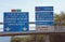 Crossroads of the motorway with directions to reach the cities o