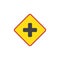 Crossroads traffic sign flat icon