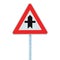 Crossroads Warning Main Road Sign With Pole Post, isolated