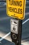 Crosswalk Pedestrian Signal Button and Sign push button with sign turning vehicles Boston Seaport USA