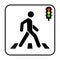 Crosswalk, pedestrian and traffic lights on a white background